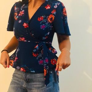 Floral wrap blouse